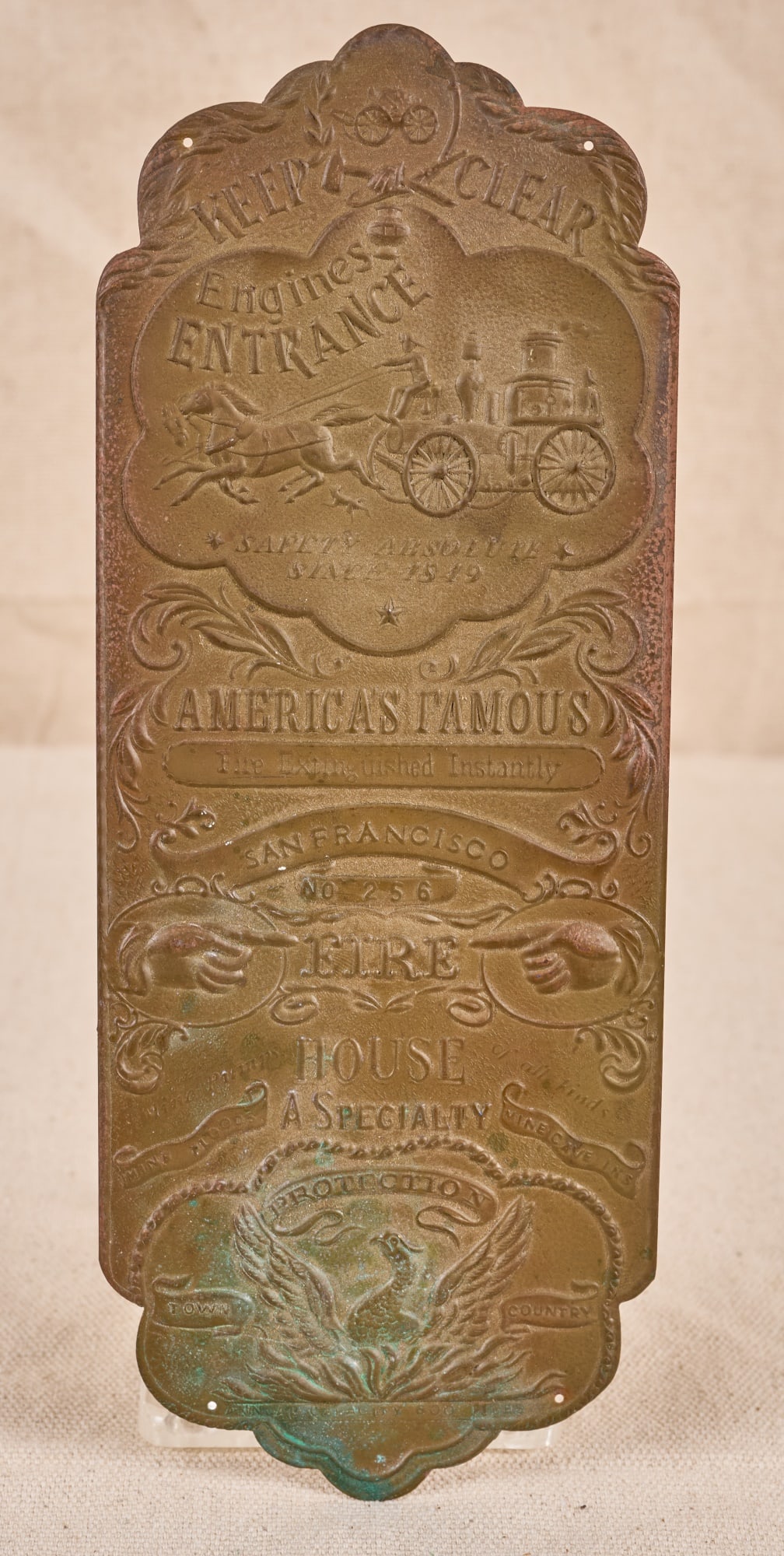 BRASS SAN FRANCISCO FIRE HOUSE PLAQUE (1 of 10)