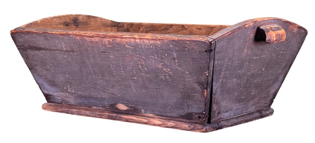 EARLY (19th c) DOUGH BOX in OLD BLUE PAINT