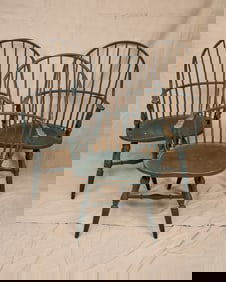 (3) DAVID T. SMITH & CO WINDSOR CHAIRS in GREEN