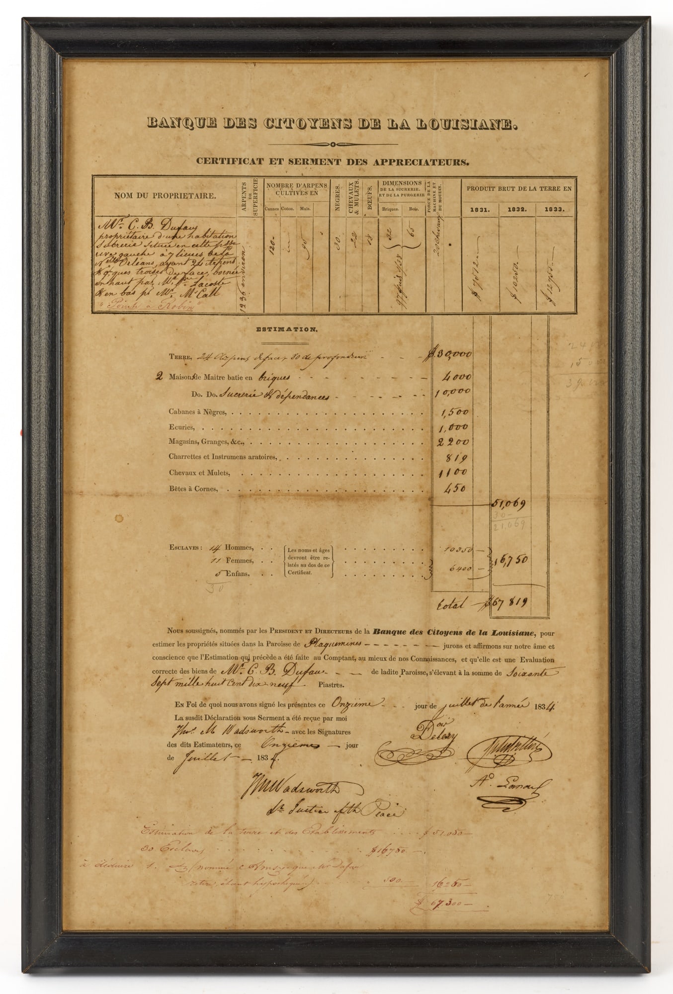 1834 BANK of LOUISIANA PROPERTY EVALUATION (1 of 14)