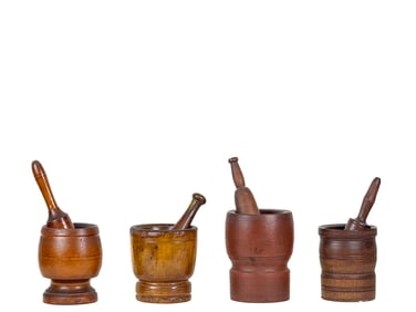 (4) NICELY TURNED MORTAR & PESTLES