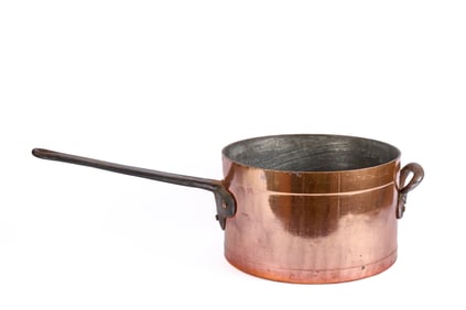 LARGE GERMAN COPPER POT w IRON HANDLE
