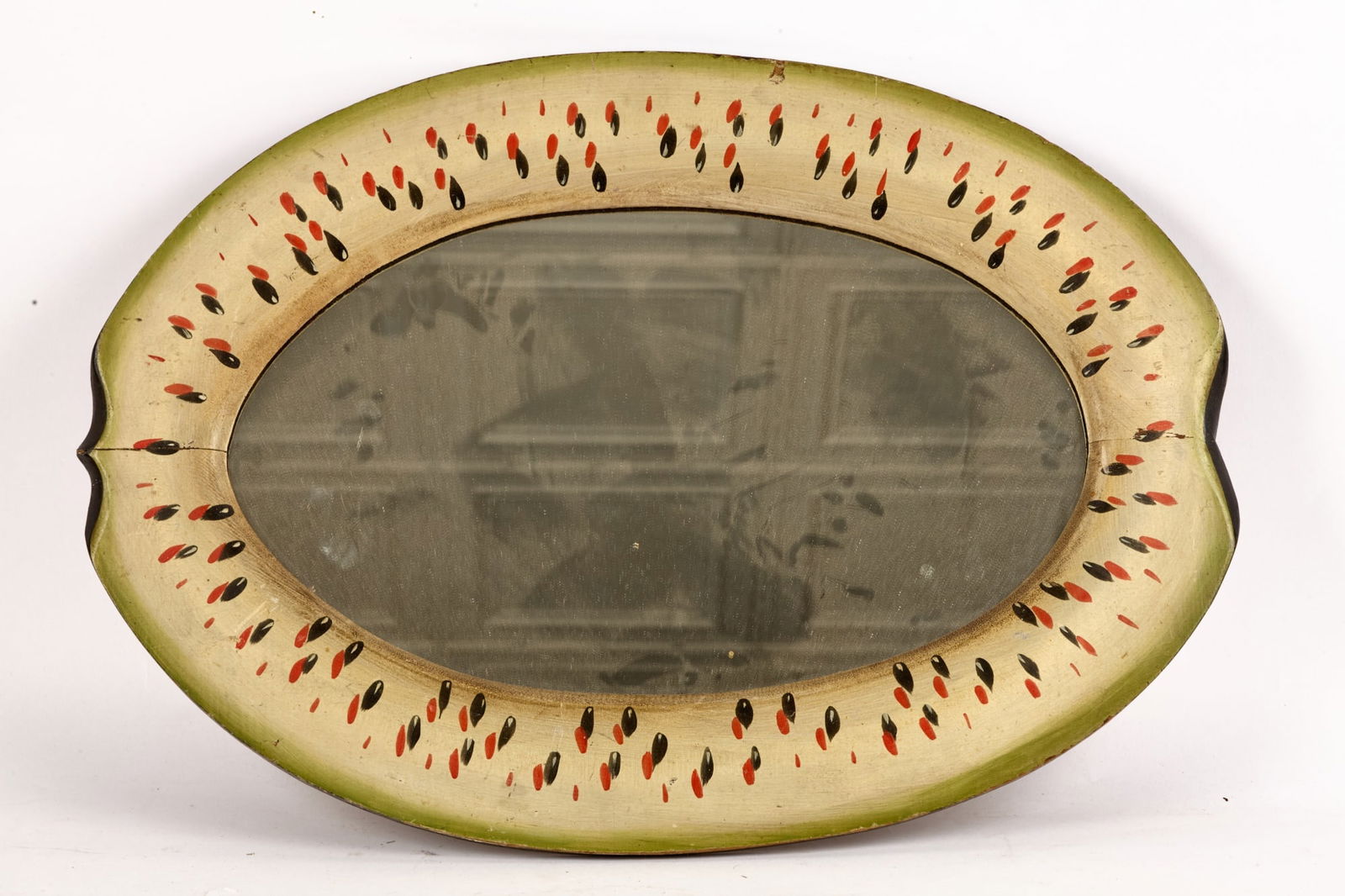 GREAT (19th c) PAINTED FOLK ART WATERMELON MIRROR (1 of 8)