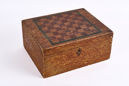 (19th c) PAINT DECORATED GAME BOX