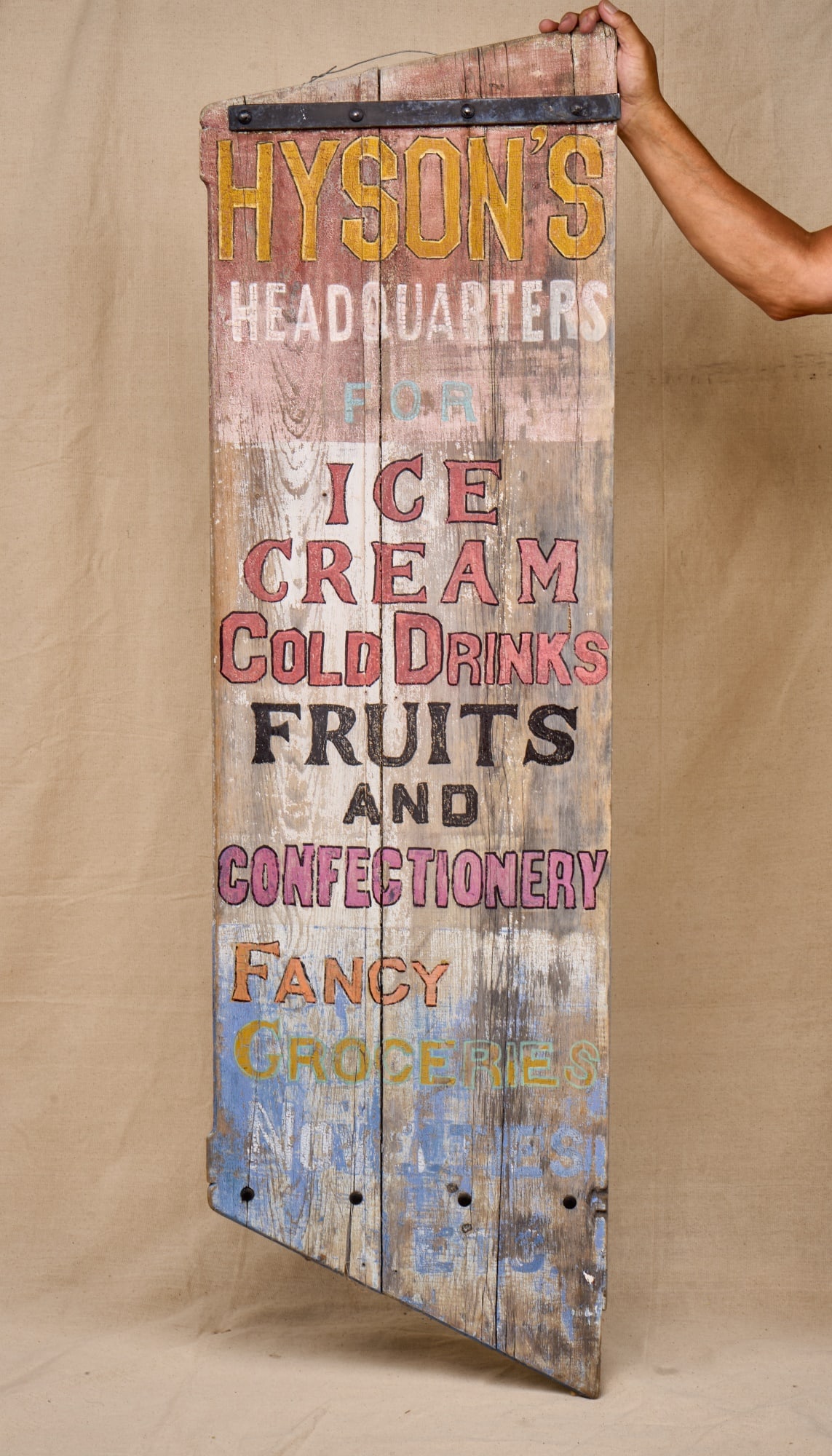 (2) SIDED PAINTED HYSONS HEADQUARTERS TRADE SIGN (1 of 10)