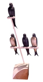 LOUIS SAHLMANN CARVED & PAINTED PIGEONS