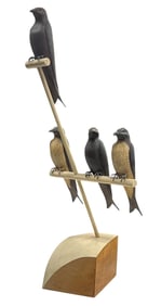 LOUIS SAHLMANN CARVED & PAINTED PIGEONS