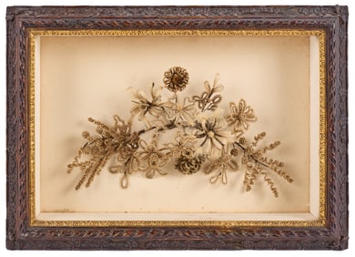 VICTORIAN WOVEN HAIR MEMENTO MORI SHADOWBOX