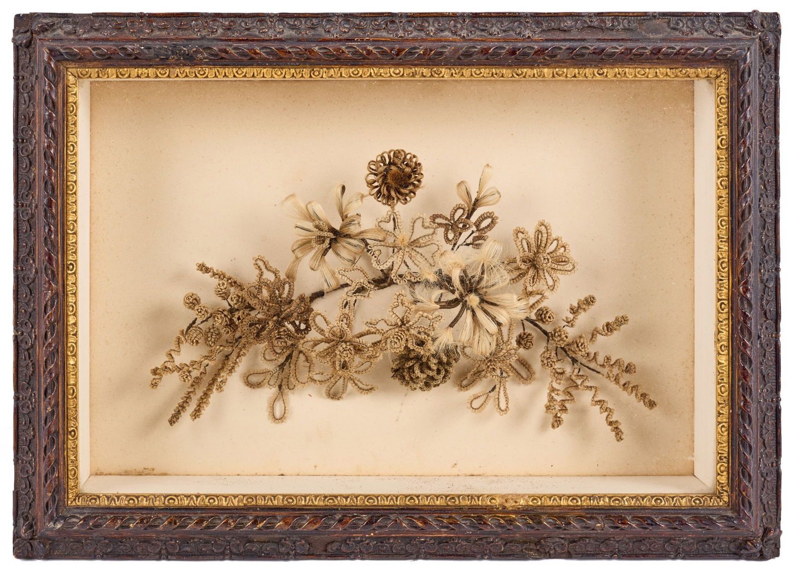 VICTORIAN WOVEN HAIR MEMENTO MORI SHADOWBOX (1 of 9)