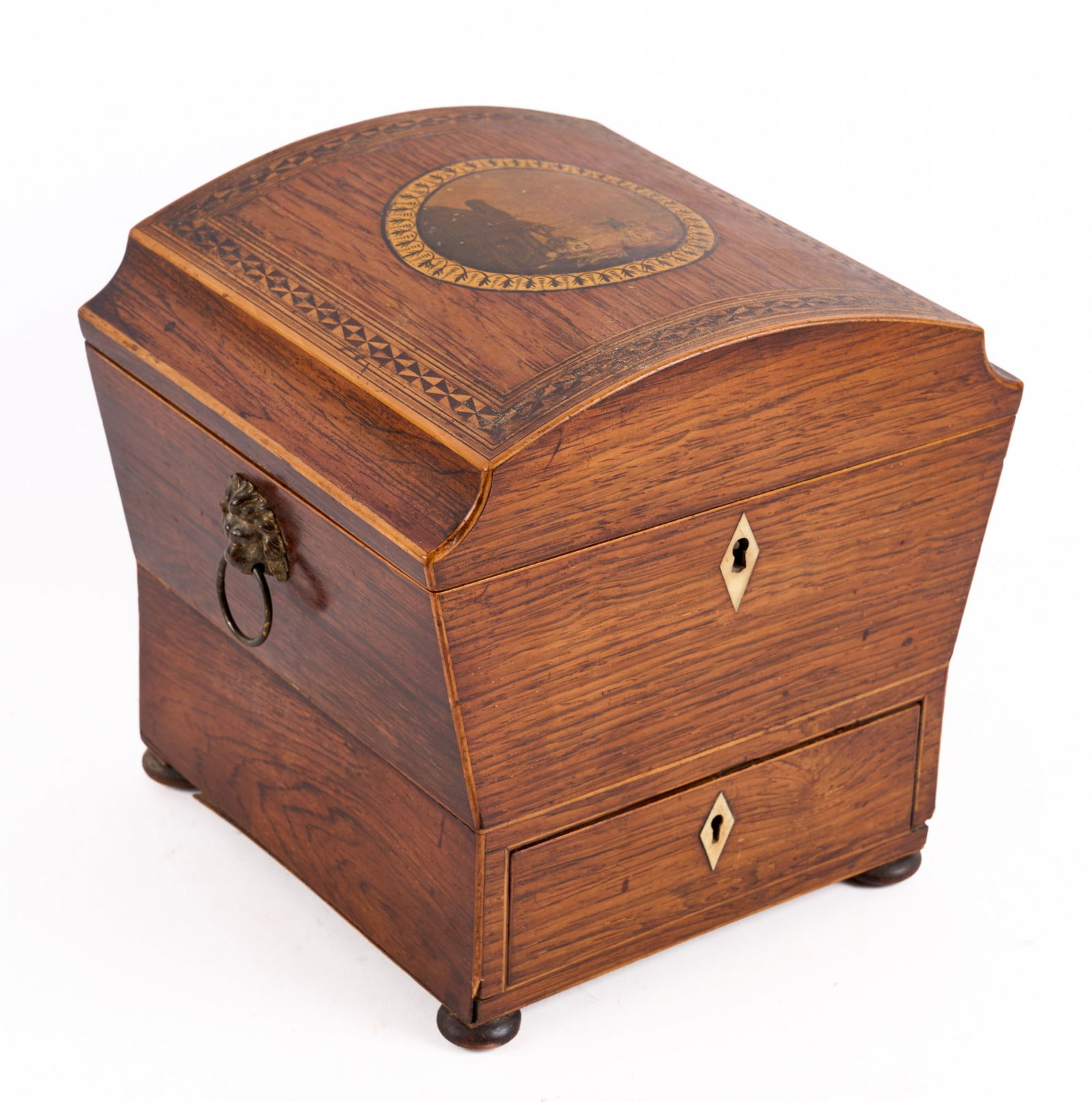 (19thc) ENGLISH INLAID ROSEWOOD JEWELRY BOX (1 of 10)