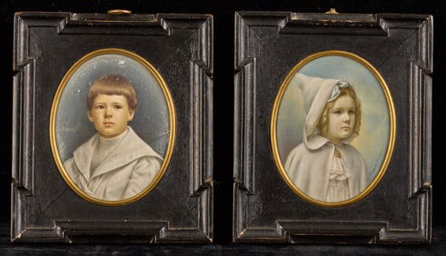 (Early 20th c) PAIR of GERMAN PORTRAIT MINIATURES