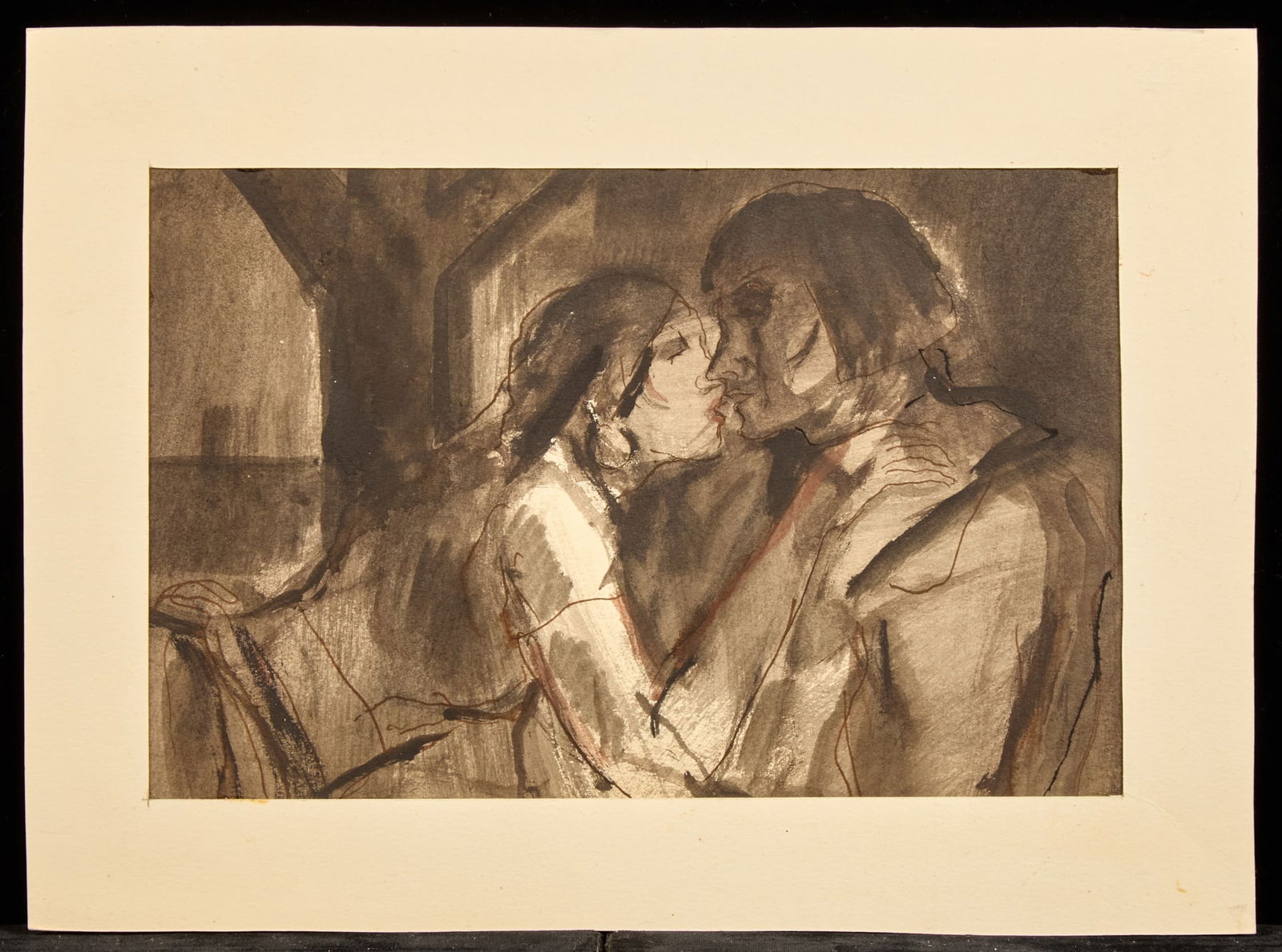 ESMERALDA & PHOEBUS / HUNCHBACK SERIES - LAMOTTE: Watercolor on paper. 6 1/2 x 9 3/4 inches. estate stamp verso. matted 9 x 12 1/2 inches Condition: Good Temp No 50