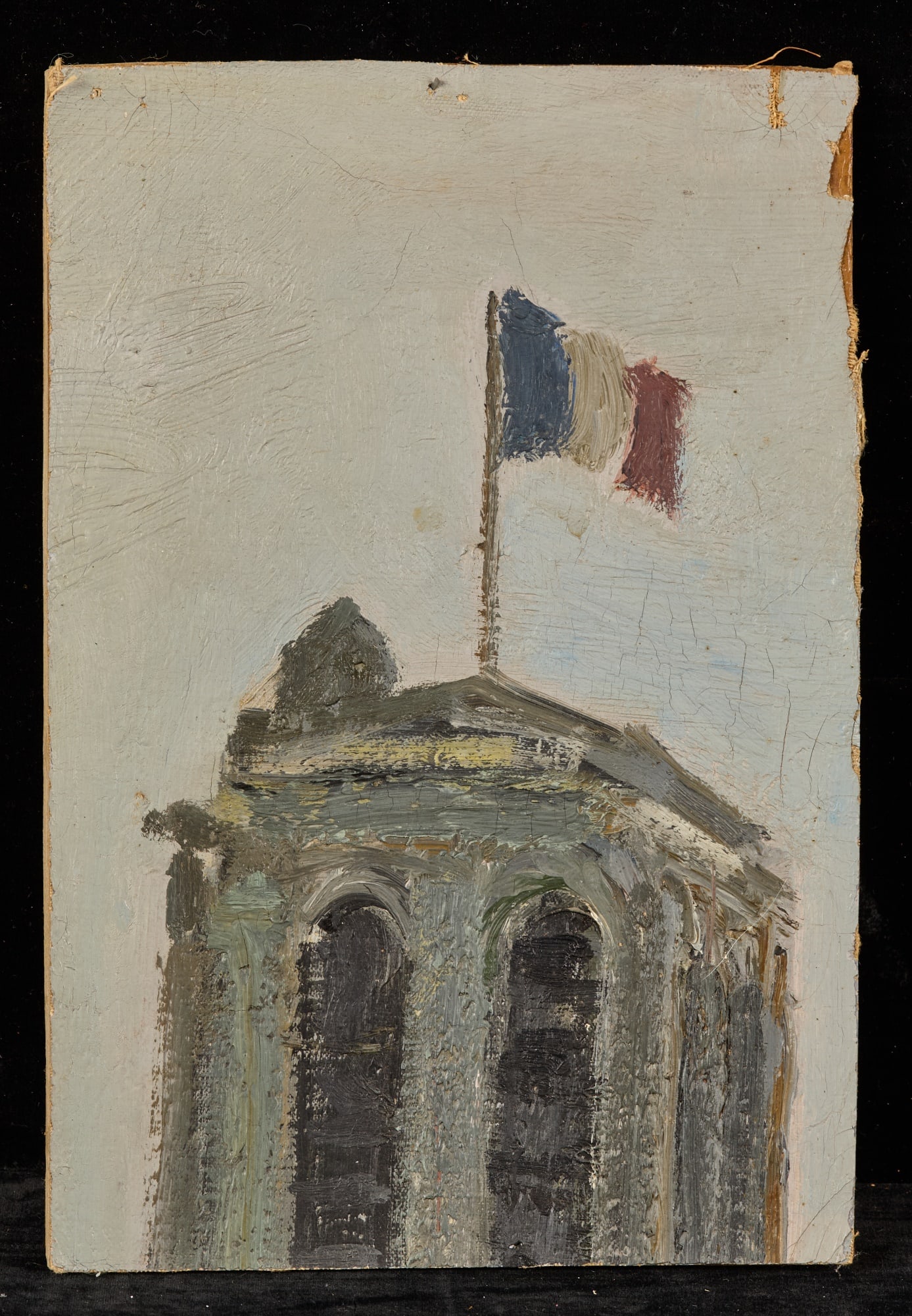 LE TRICOLOR - BERNARD LAMOTTE (1903-1983): Oil on canvas laid to paper board 10 x 6 1/2 inches. unsigned, unframed Condition: Craquelure, slight planar cupping, surface grime, unvarnished Temp No 105