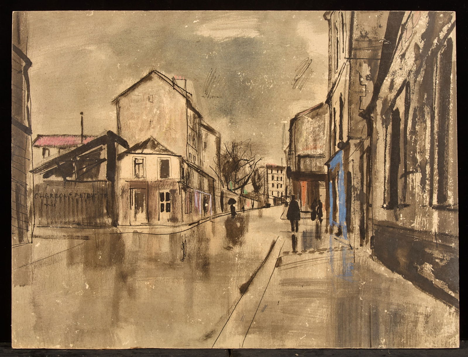 RAINY PARISIAN STREET SCAPE - BERNARD LAMOTTE (1 of 5)