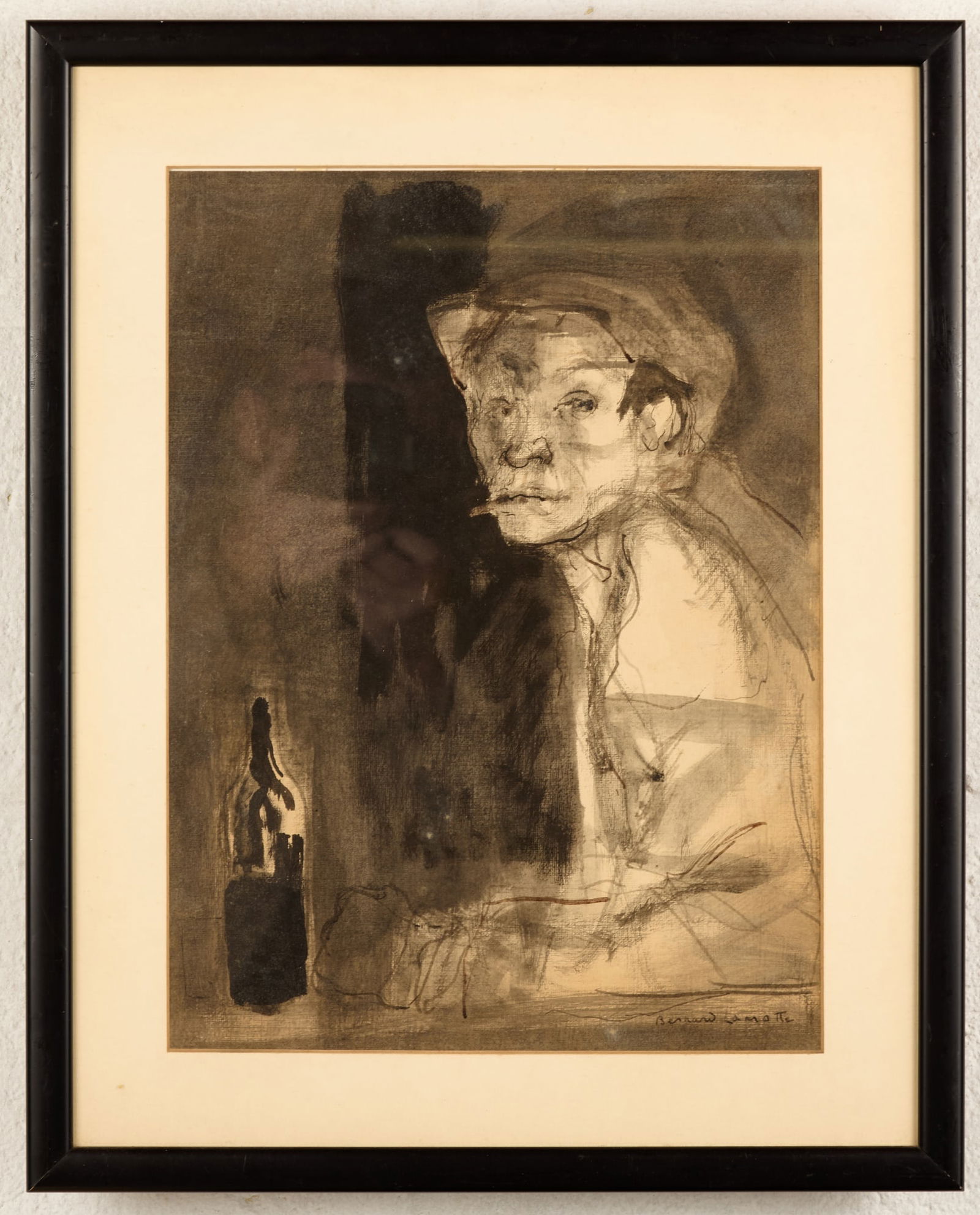 PROFILE of MAN with WINE BOTTLE - BERNARD LAMOTTE (1 of 5)