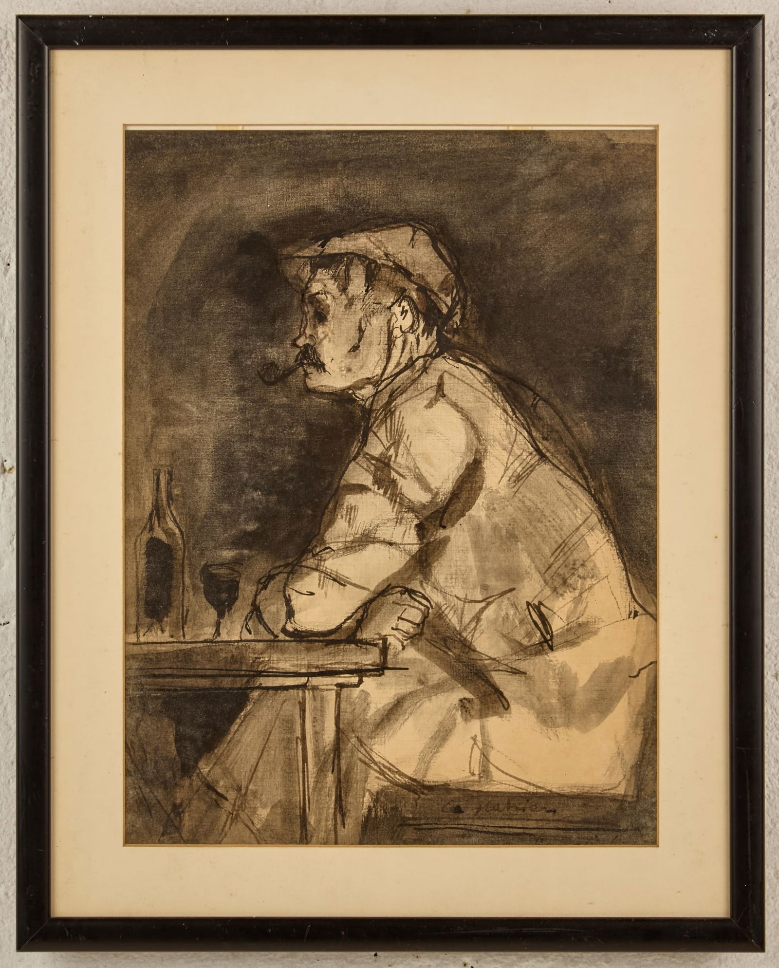 MAN & BOTTLE of WINE - CIRCLE of BERNARD LAMOTTE (1 of 7)