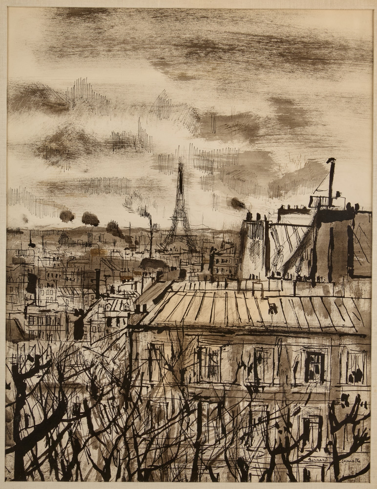 GREY ROOFTOPS with EIFFLE TOWER - BERNARD LAMOTTE - 2