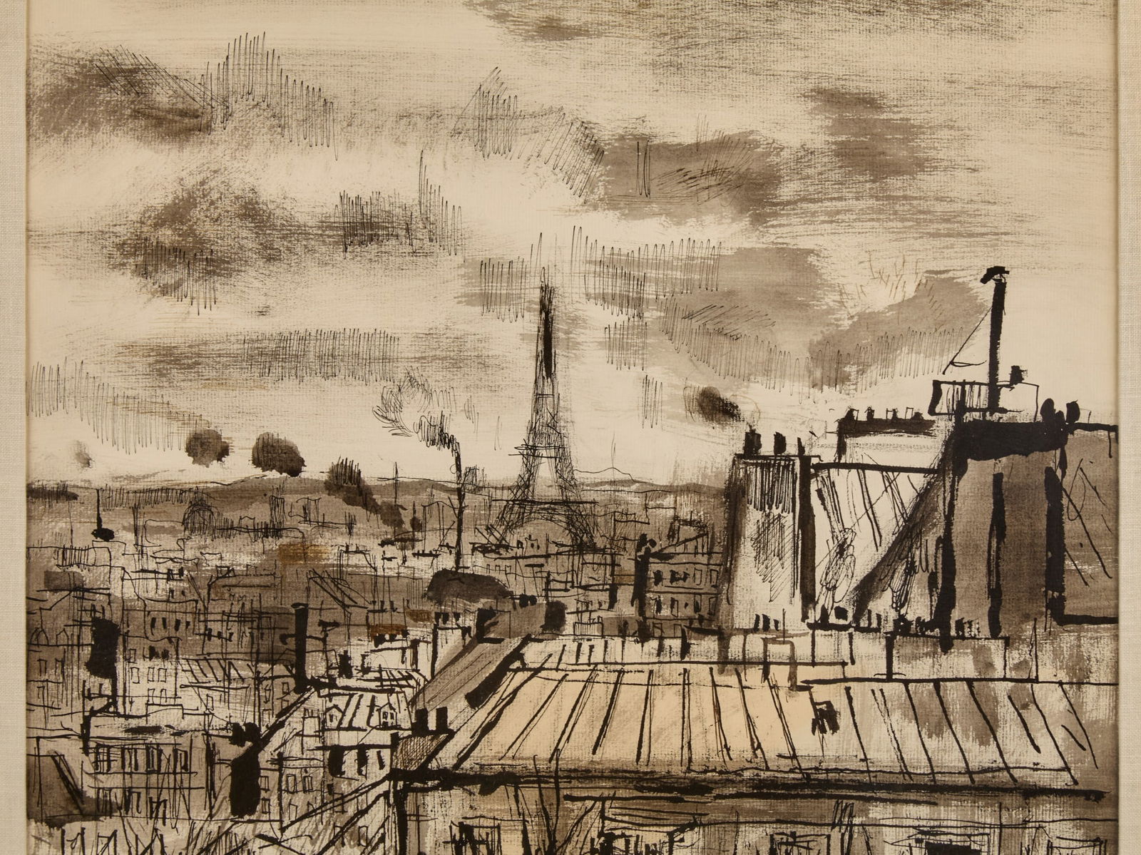 GREY ROOFTOPS with EIFFLE TOWER - BERNARD LAMOTTE - 4