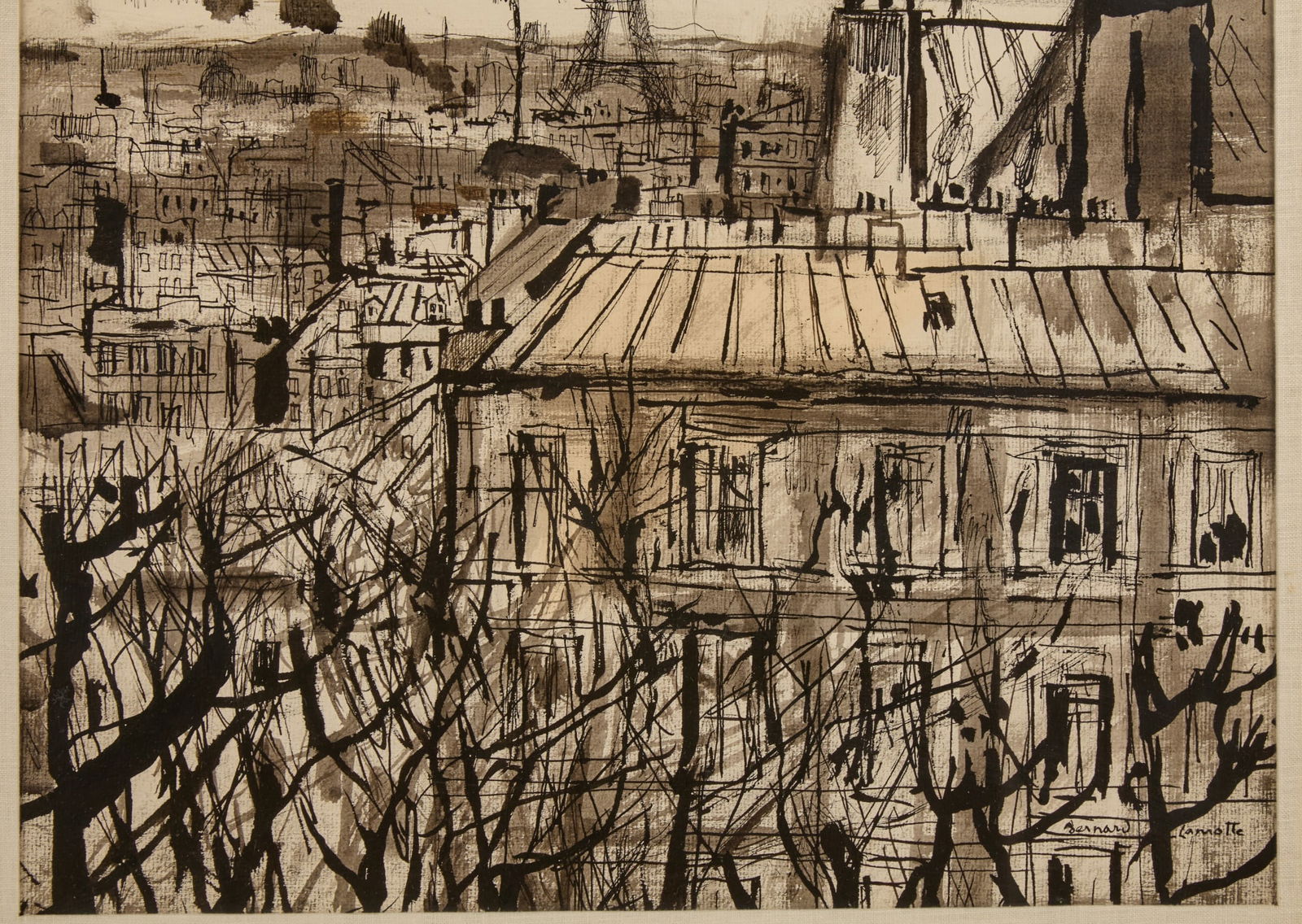 GREY ROOFTOPS with EIFFLE TOWER - BERNARD LAMOTTE - 5