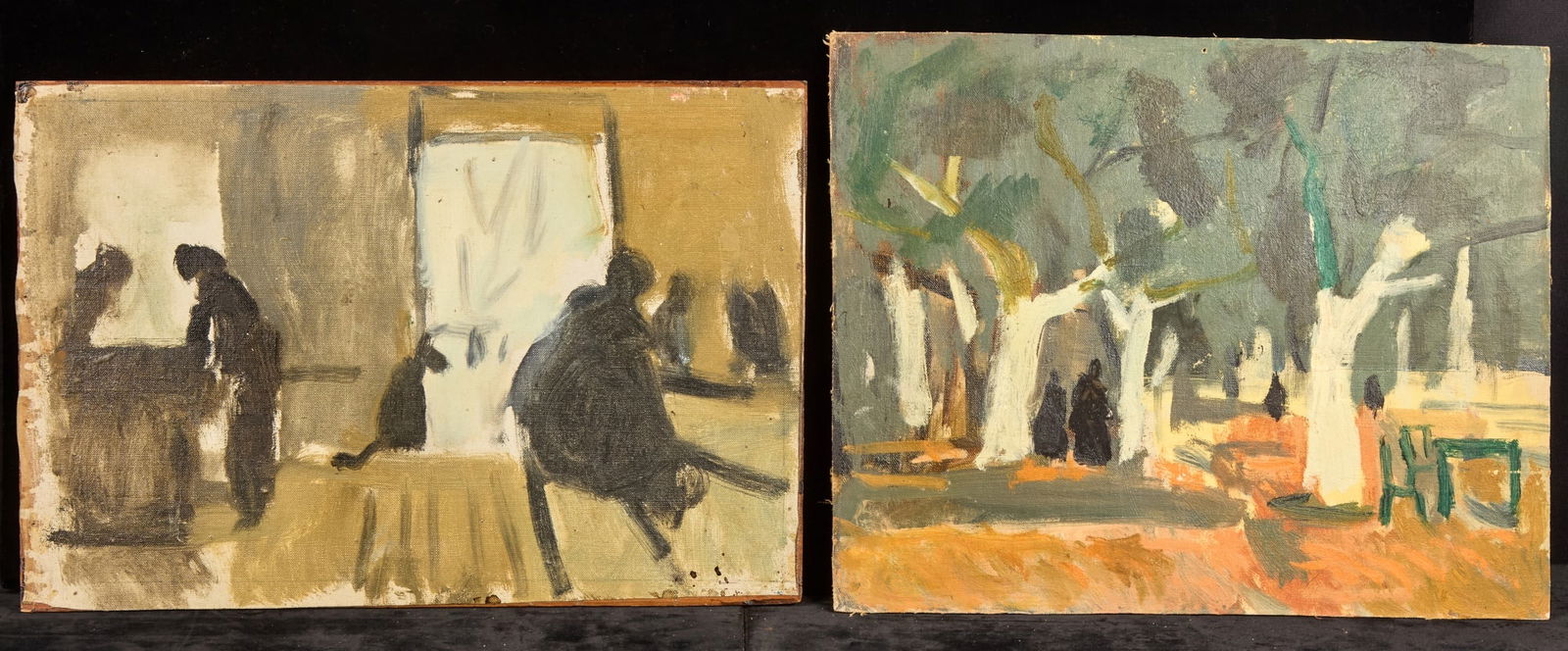 (5) WORKS/ VARIOUS STAGES of COMPLETION - LAMOTTE: Oil on canvas and oil on board 13 x 16 inches (approx) and smaller Condition: Mostly good Temp No 338