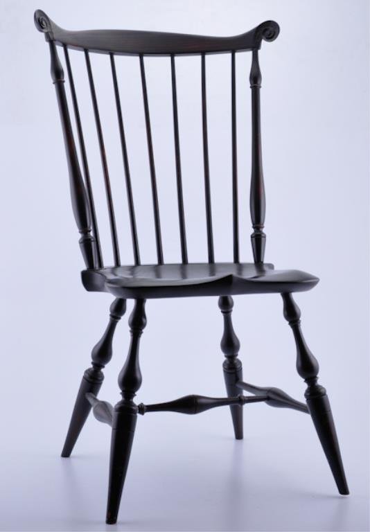 Set of four D.R. Dimes Painted Windsor Style: Comb Back Chairs. 39"h. Condition: good.