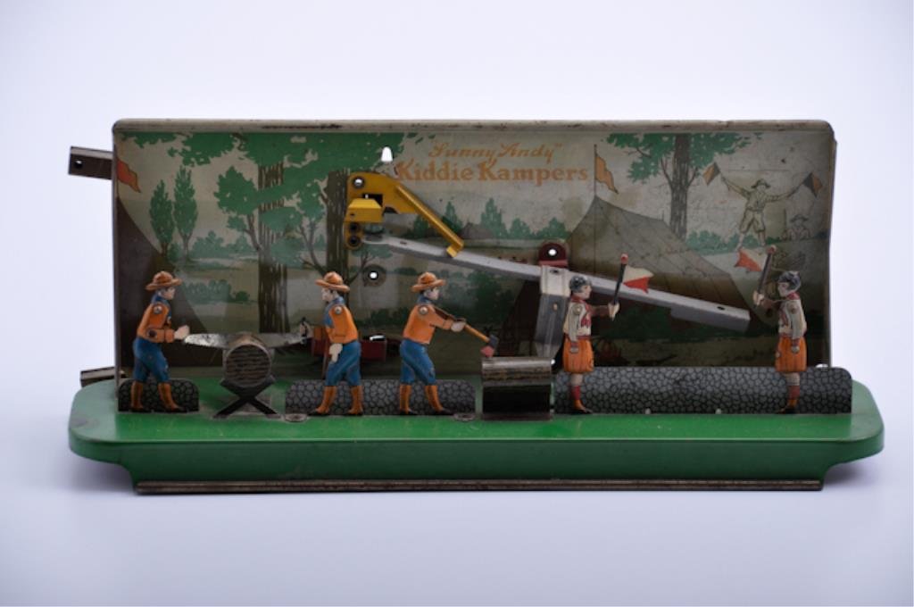"Sunny Andy" Kiddie Kampers: steel ball toy. 13 1/2"l. Condition: wear to surface, steel ball missing