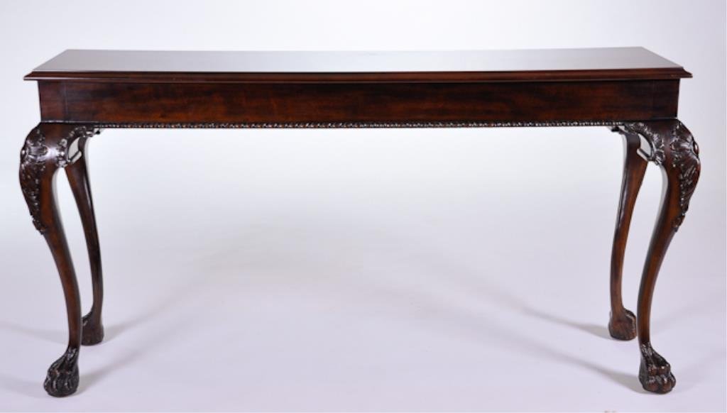 Mahogany Henredon Side Table: 57"w x 30" h. Condition: good
