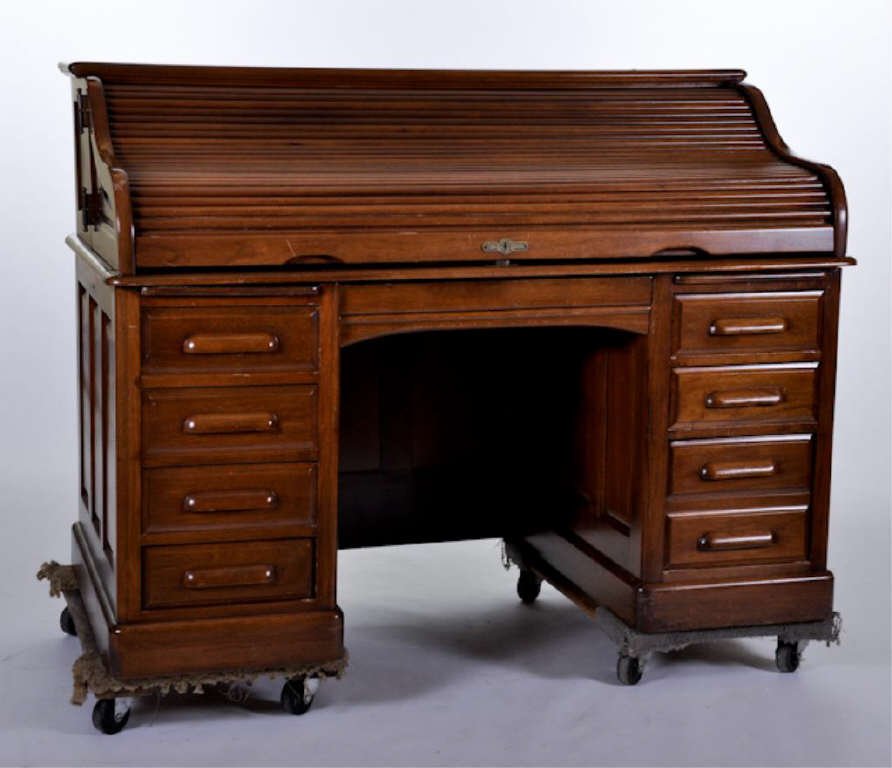 Black Walnut Boston Derby Roll Top Desk