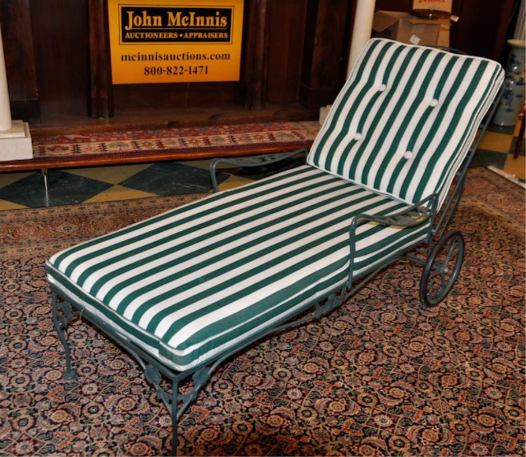 Outdoor Rolling Chaise Lounge.: With cushion.