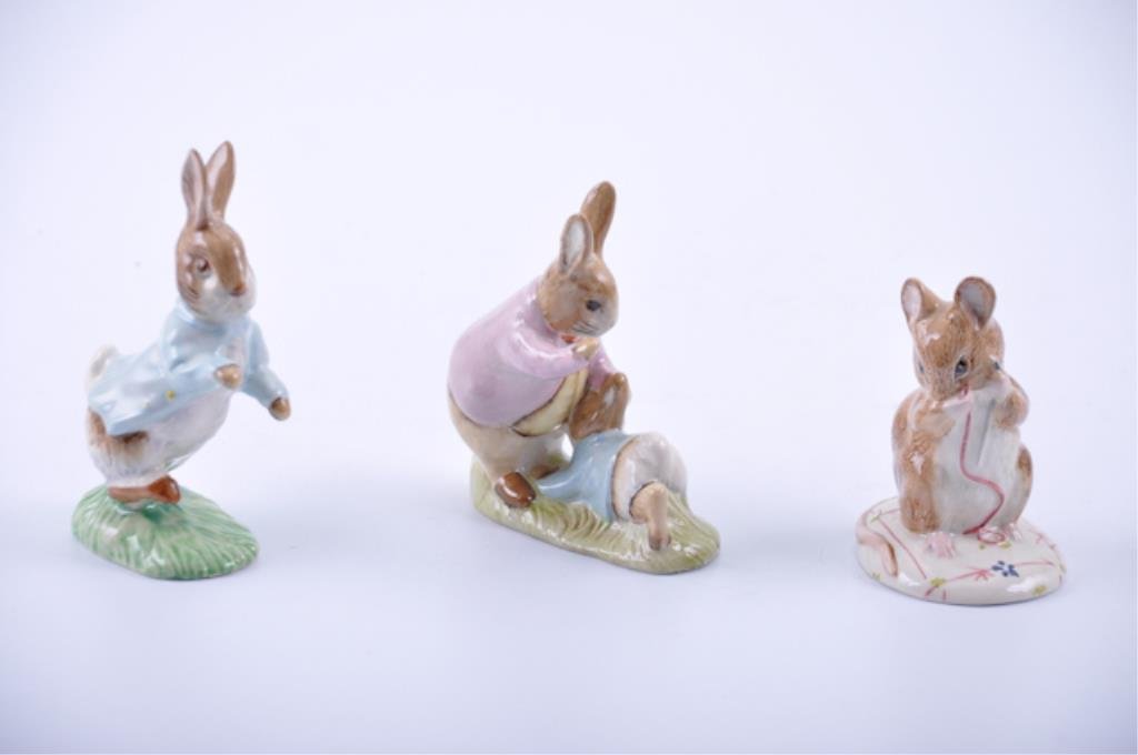 Lot of three Beatrix Potter Royal Albert figures: Tallest: 4 1/2" good condition