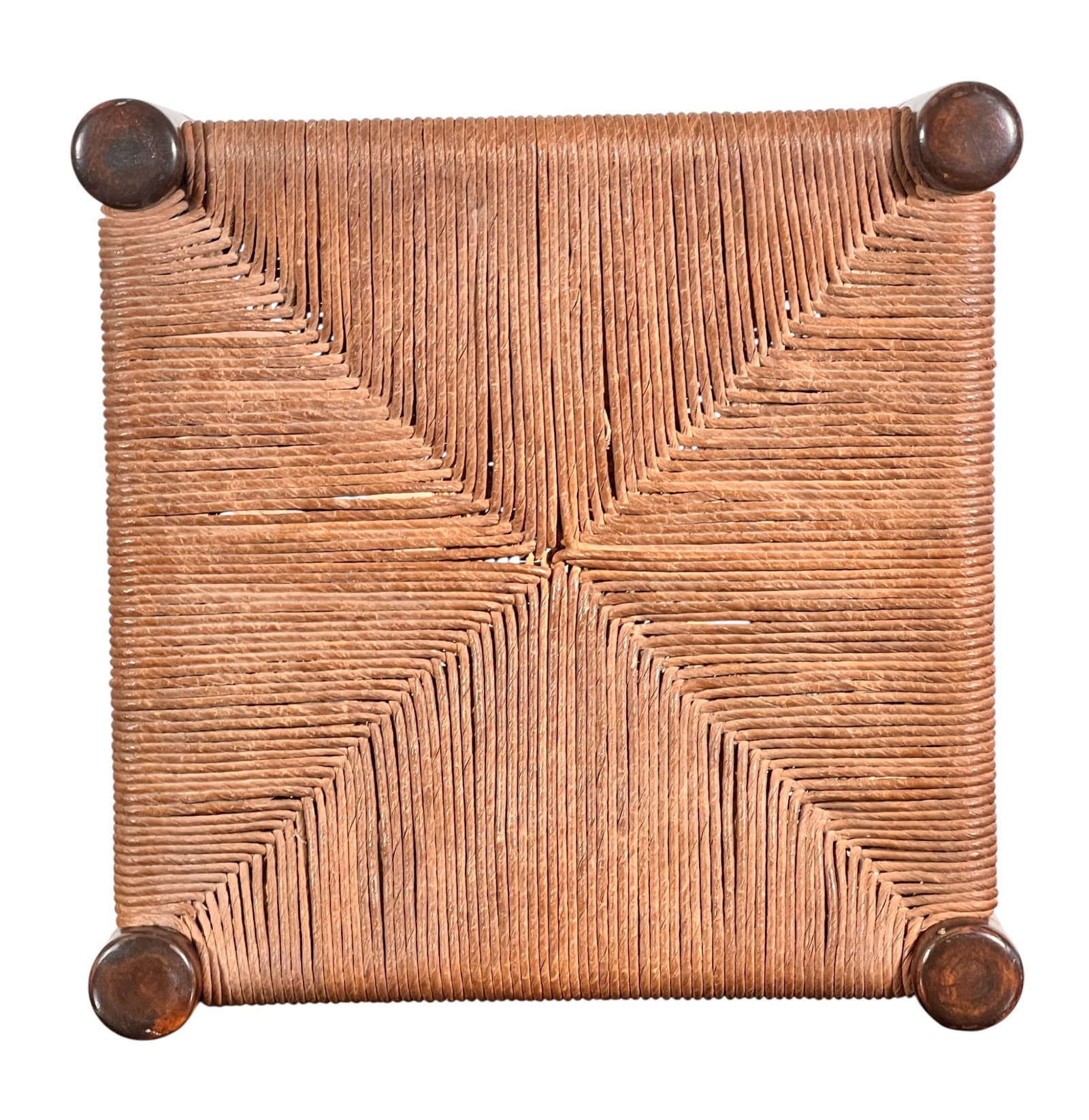 WALLACE NUTTING BLOCK SIGNED RUSH FOOTSTOOL - 3