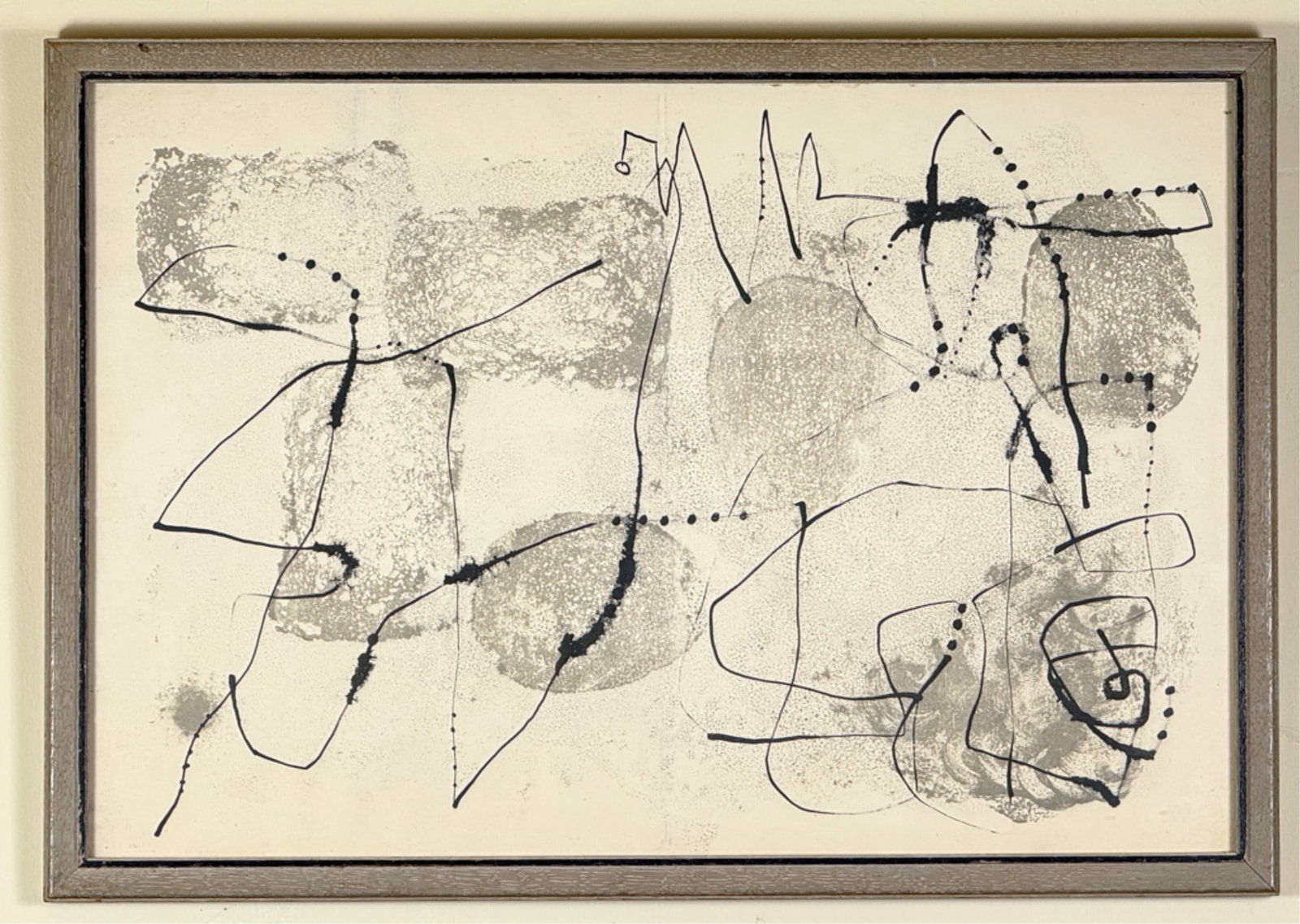 JOAN MIRO (1893-1983) DOUBLE LITHOGRAPH: From the Derrire Le Miroir magazine on the occasion of the artist's 60th birthday. Framed. 16 x 23 1/4 inches.