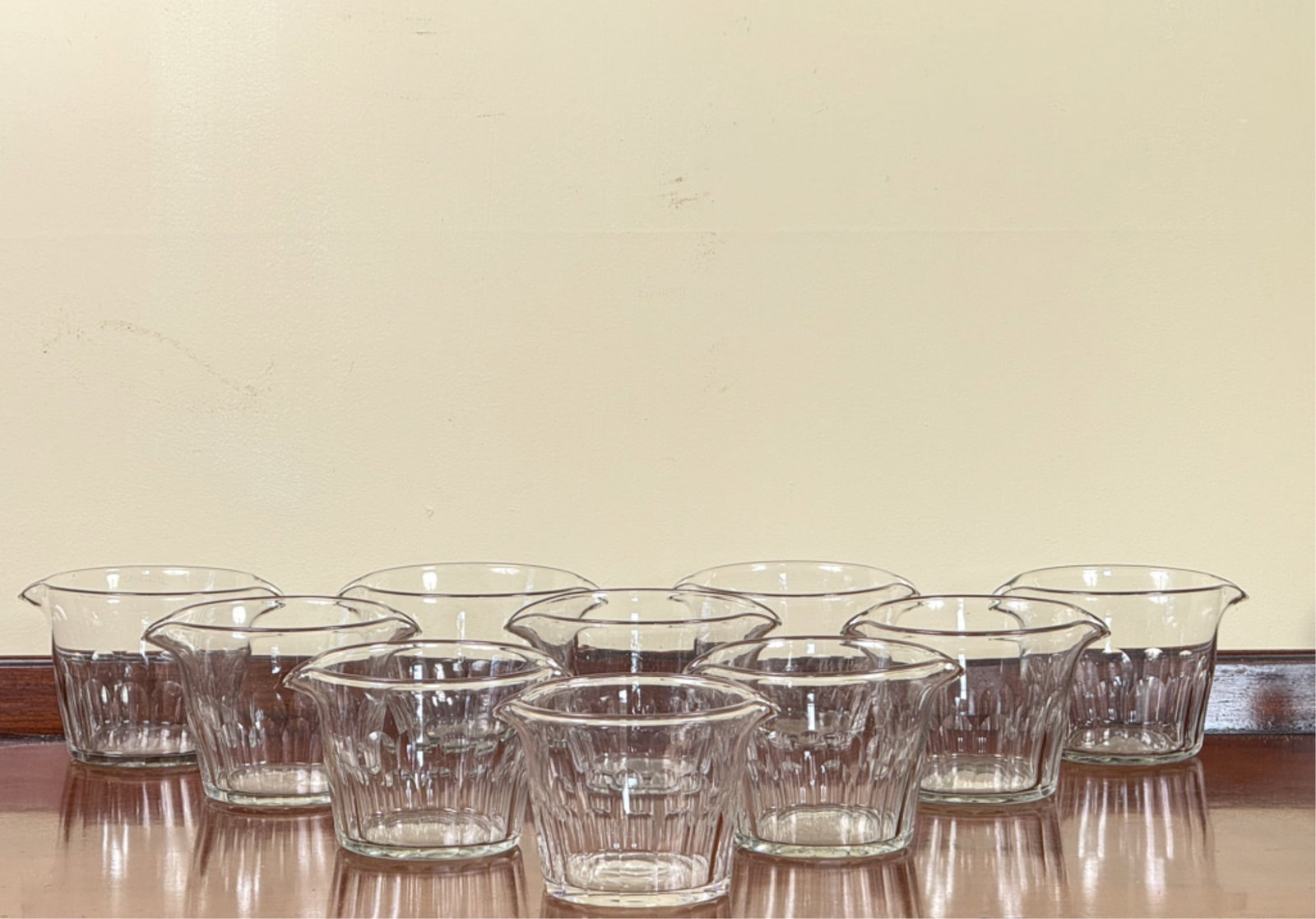 SET (10) GEORGIAN CUT CRYSTAL WINE RINSERS (1 of 8)
