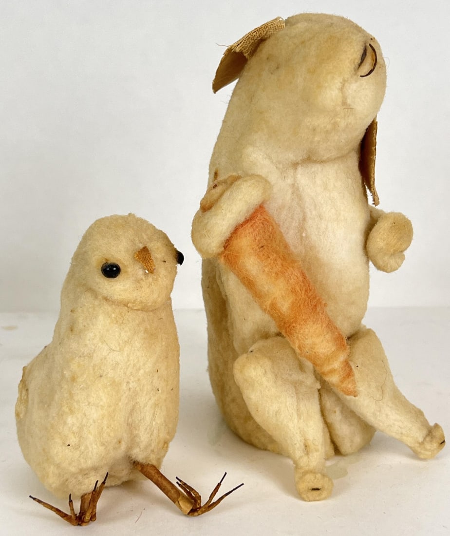 (2) RARE EARLY NATURAL COTTON FOLK ART ANIMALS (1 of 11)