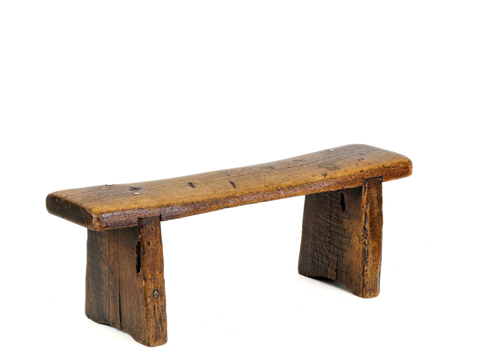 (19th c) PRIMITIVE STOOL: 16 1/2" long