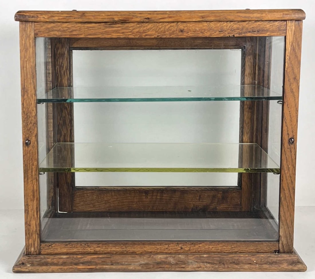 VINTAGE OAK TABLE TOP DISPLAY CABINET (1 of 12)