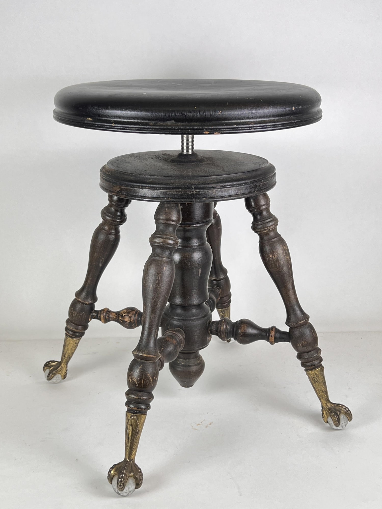 VICTORIAN MELVIN BANCROFT ROSE WOOD PIANO STOOL: With original paper label under seat. 19 1/2" tall