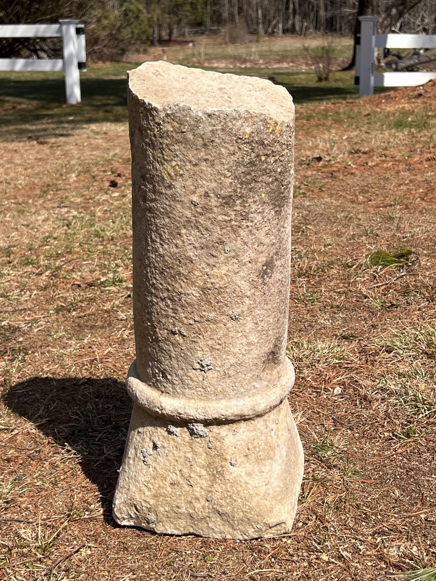 MEDIEVAL CARVED STONE COLUMN FRAGMENT: Purchased in Europe. 21 1/2" tall