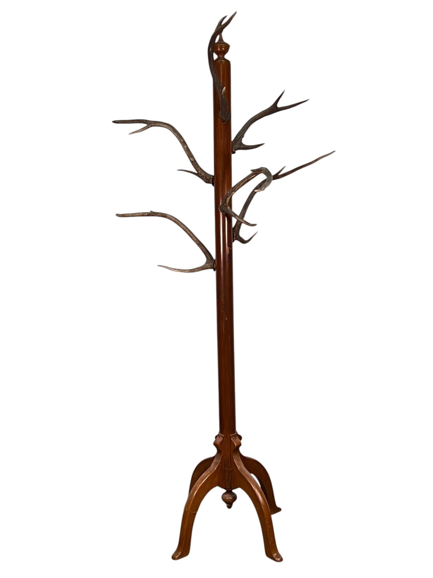 VINTAGE ELKHORN COAT TREE: Genuine antler. 83" tall