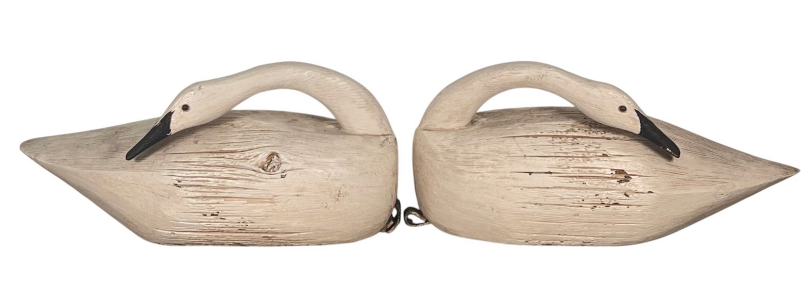 PAIR OF CARVED & PAINTED SWAN DECOYS (1 of 11)