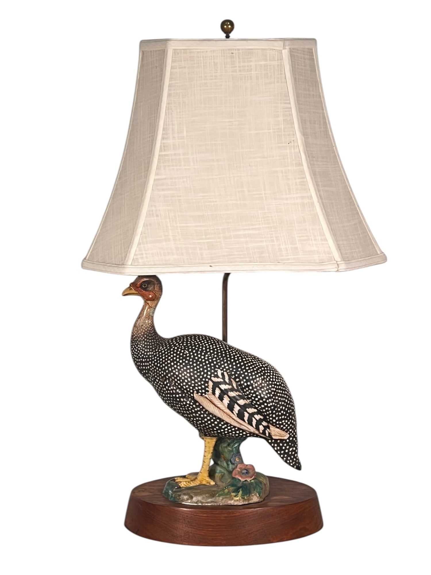 VINTAGE ITALIAN MAJOLICA GUINEA FOWL TABLE LAMP (1 of 7)