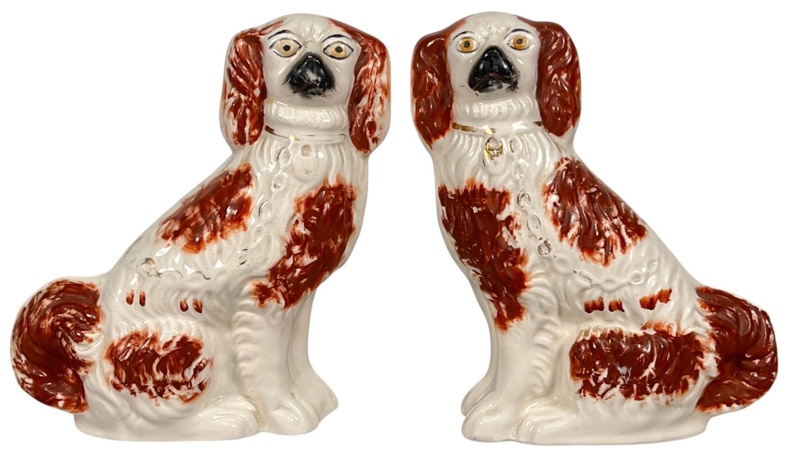 PAIR OF (20th c) STAFFORDSHIRE DOGS: Unmarked.