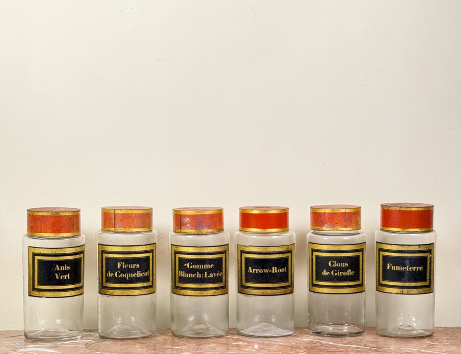 SET (6) HAND BLOWN FRENCH APOTHECARIES (1 of 7)