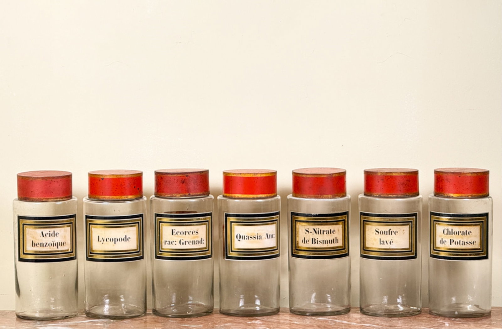 SET (7) HAND BLOWN FRENCH APOTHECARIES (1 of 7)