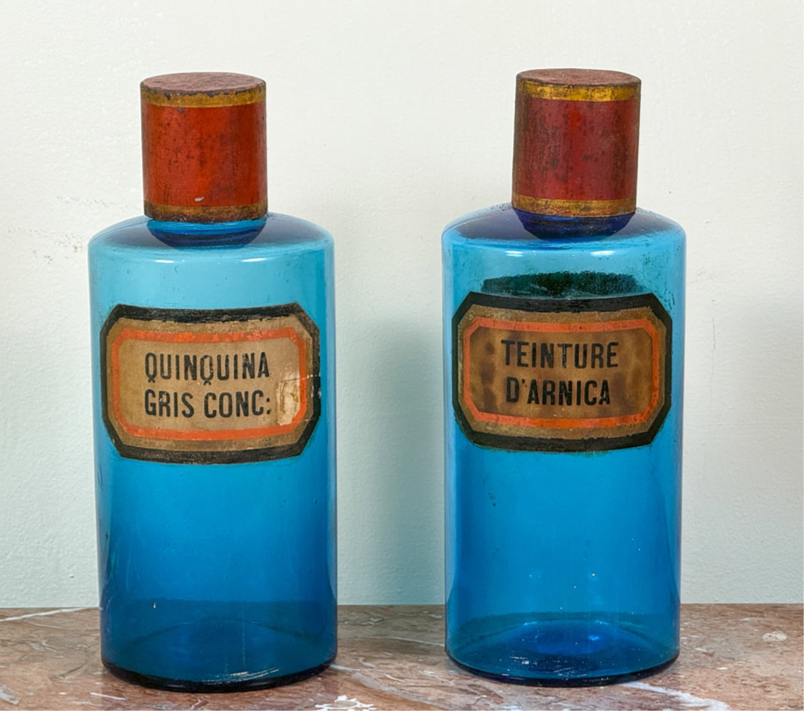 PAIR AQUAMARINE FRENCH APOTHECARIES (1 of 7)