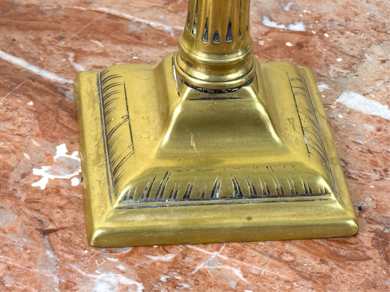 PAIR (18thc) NEOCLASSICAL BRASS CANDLESTICKS - 2