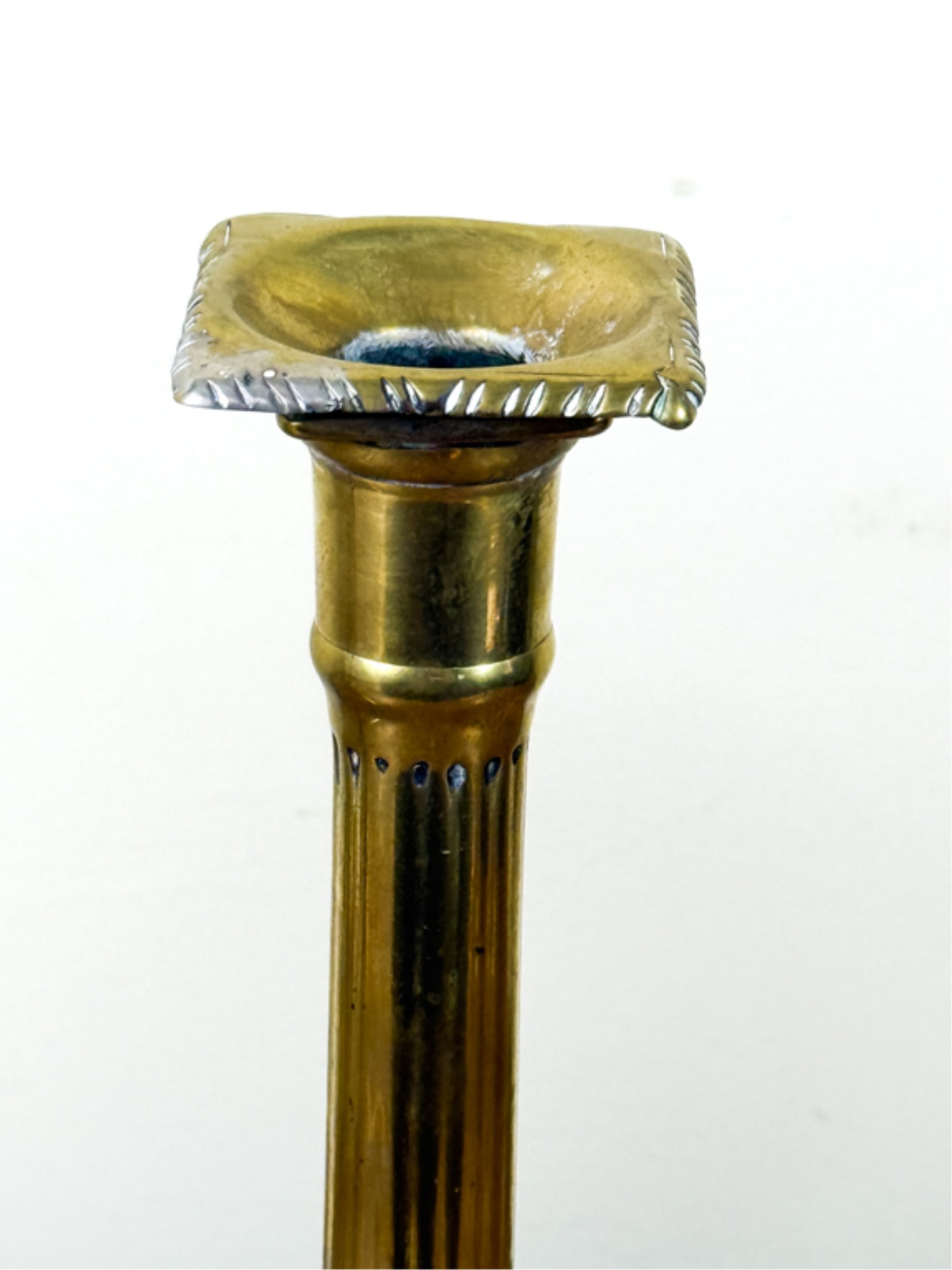 PAIR (18thc) NEOCLASSICAL BRASS CANDLESTICKS - 3