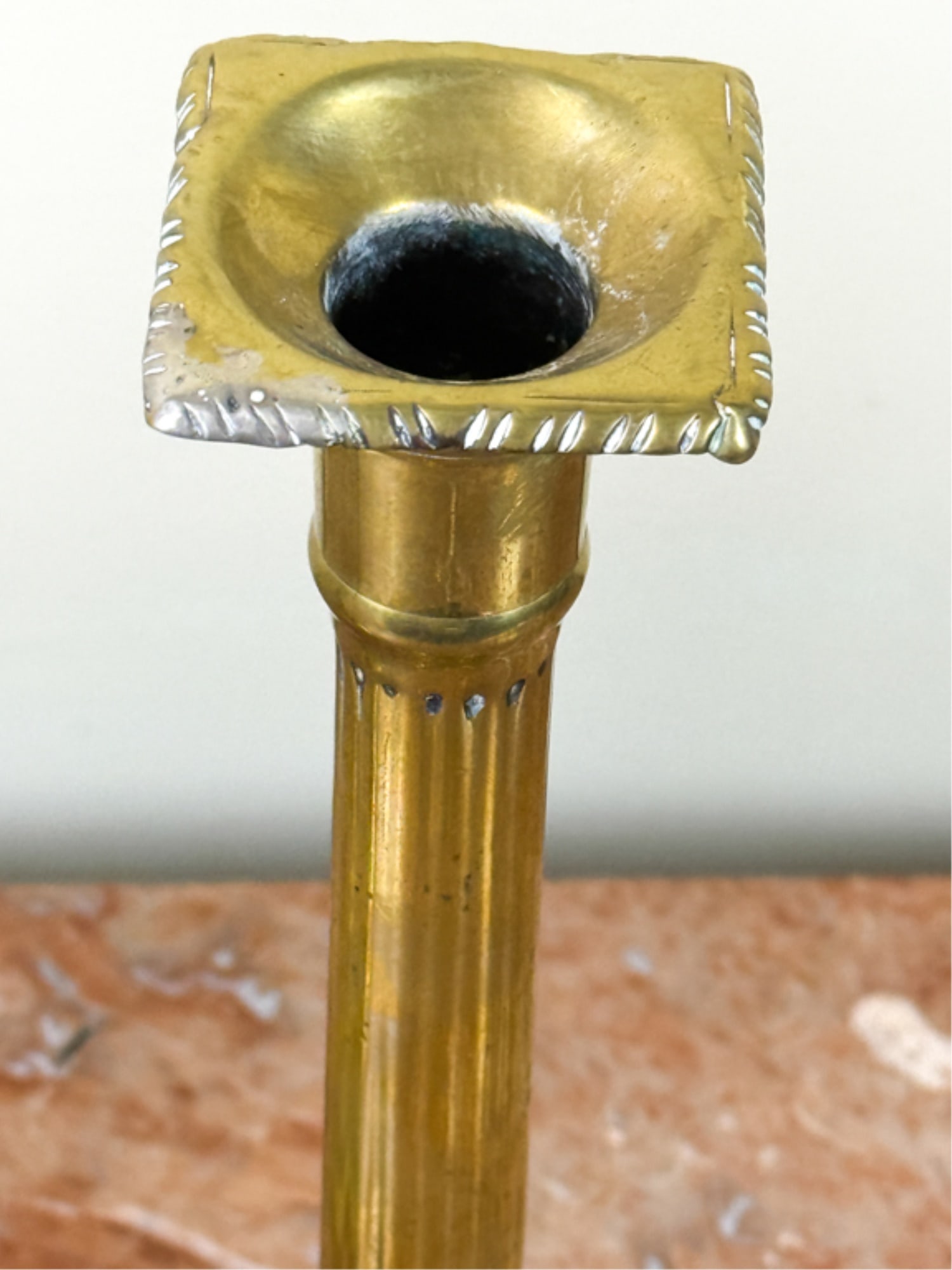 PAIR (18thc) NEOCLASSICAL BRASS CANDLESTICKS - 4