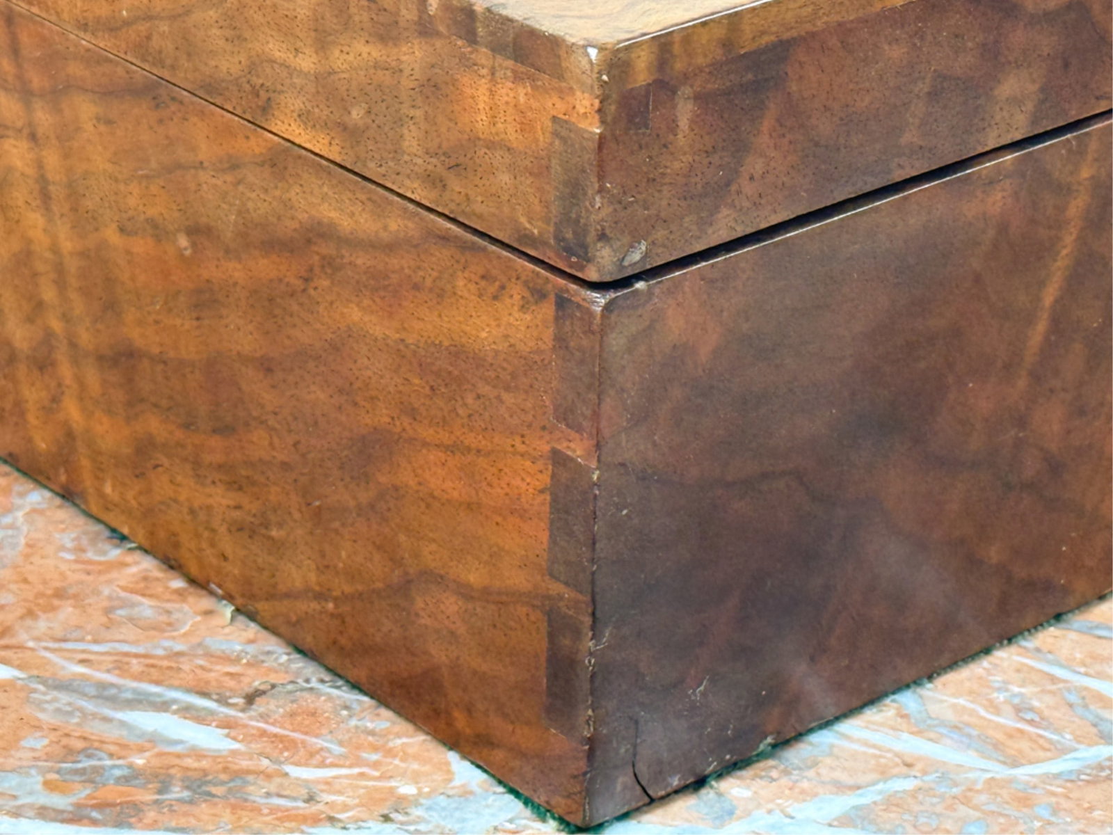 (19thc) FIGURED WALNUT DOCUMENT BOX - 4
