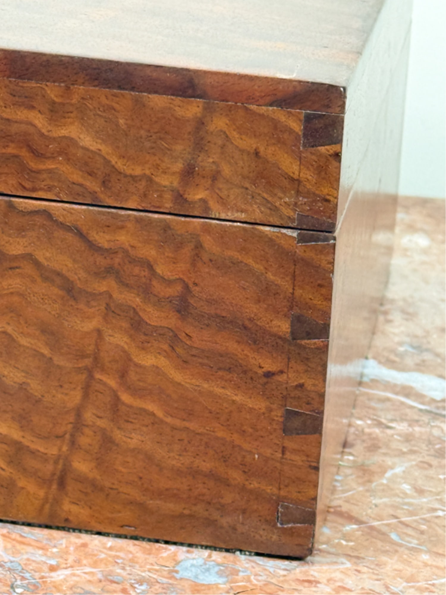 (19thc) FIGURED WALNUT DOCUMENT BOX - 5